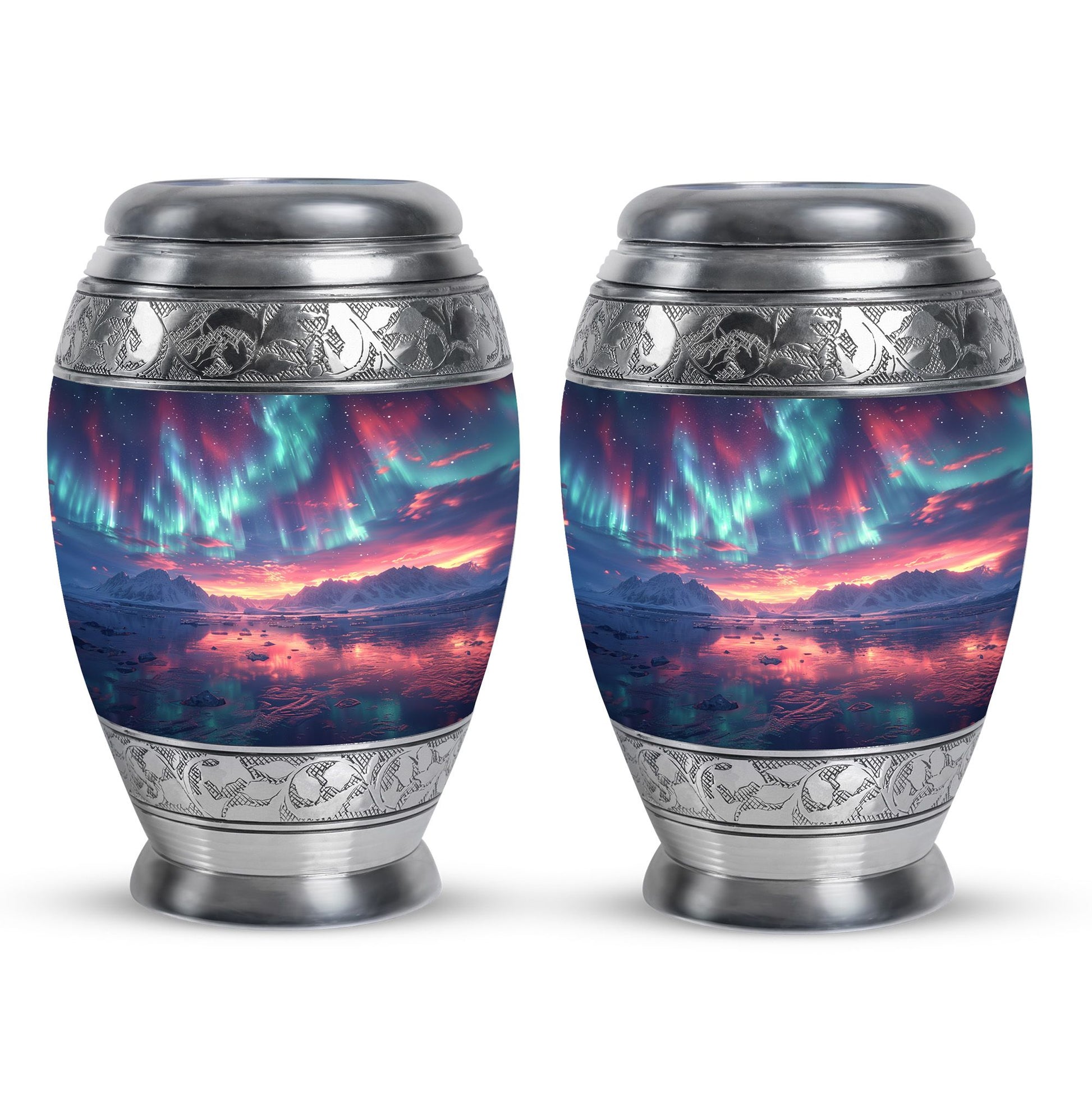 Northern Lights Small Urn For Human Ashes Funeral, Ashes Urn For Ashes