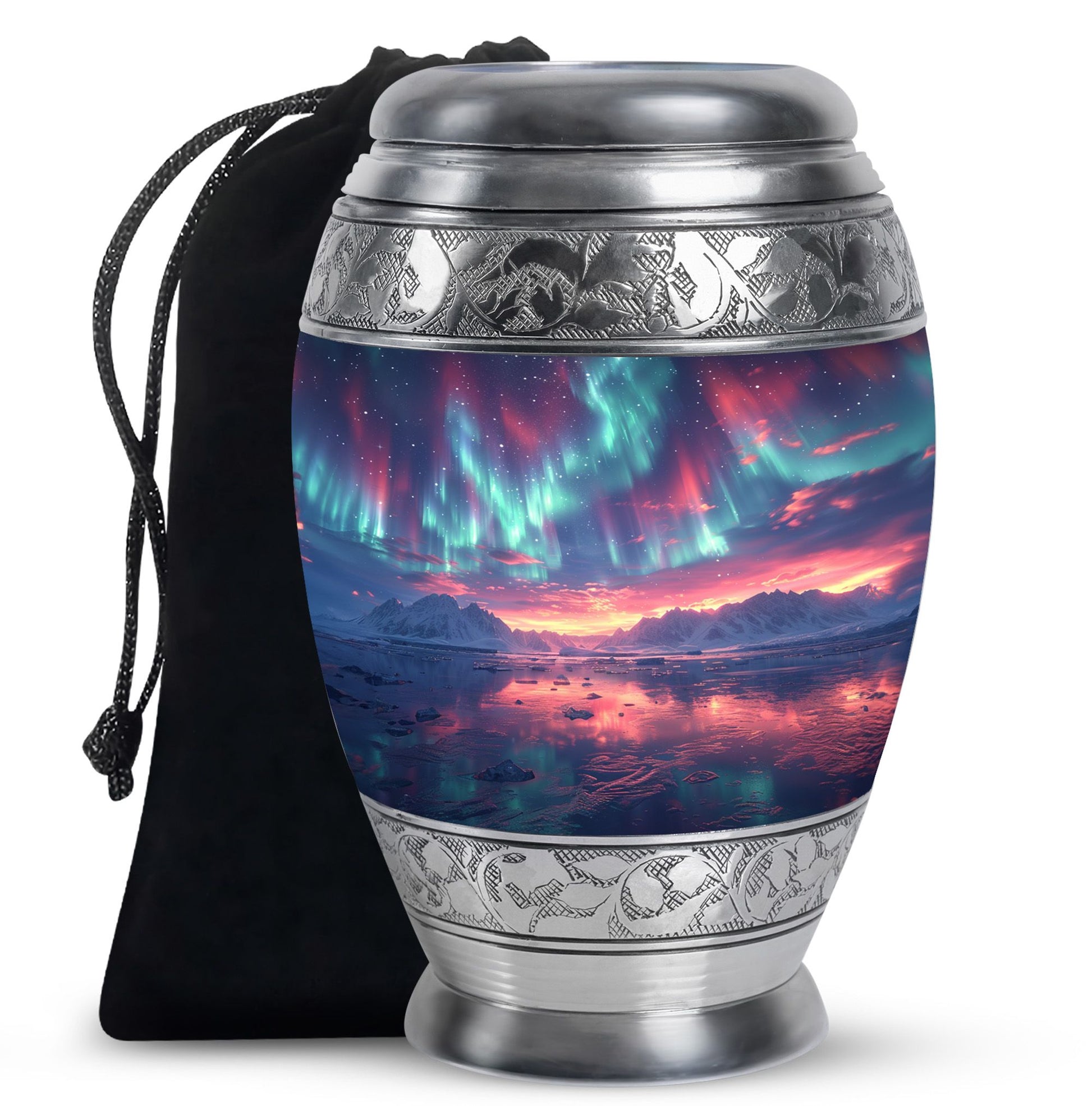 Northern Lights Small Urn For Human Ashes Funeral, Ashes Urn For Ashes