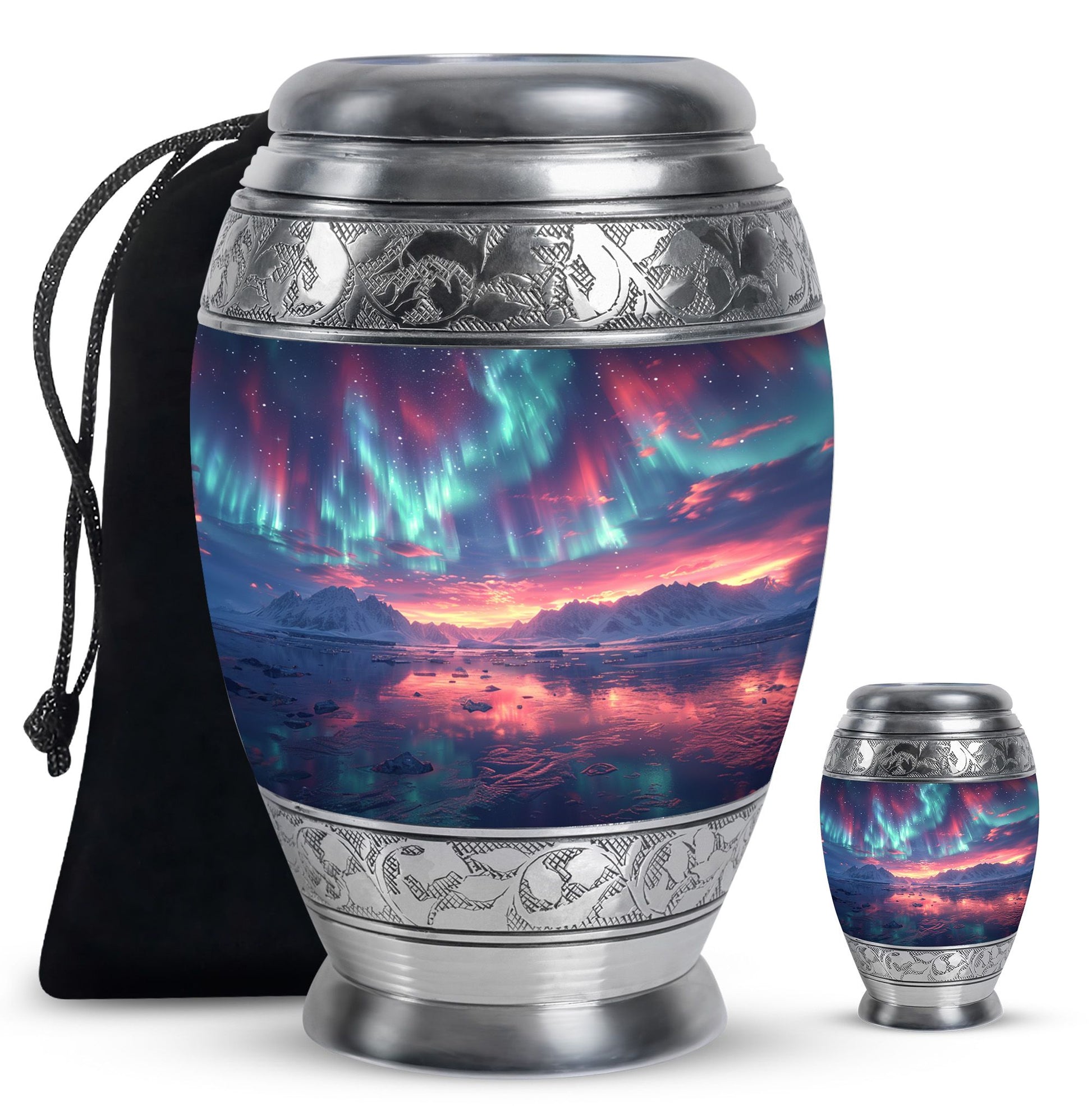 Northern Lights Small Urn For Human Ashes Funeral, Ashes Urn For Ashes
