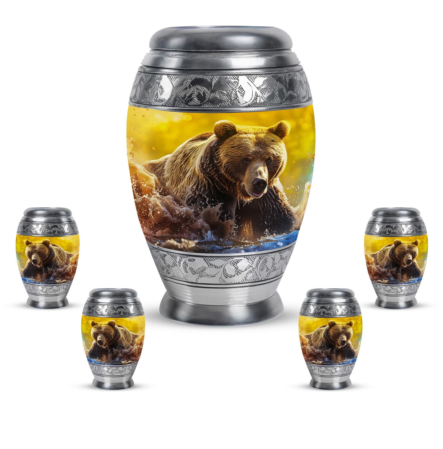 Personalized Bear Cremation Urn for Mom - 10-inch, 200 cu in - Yatskia