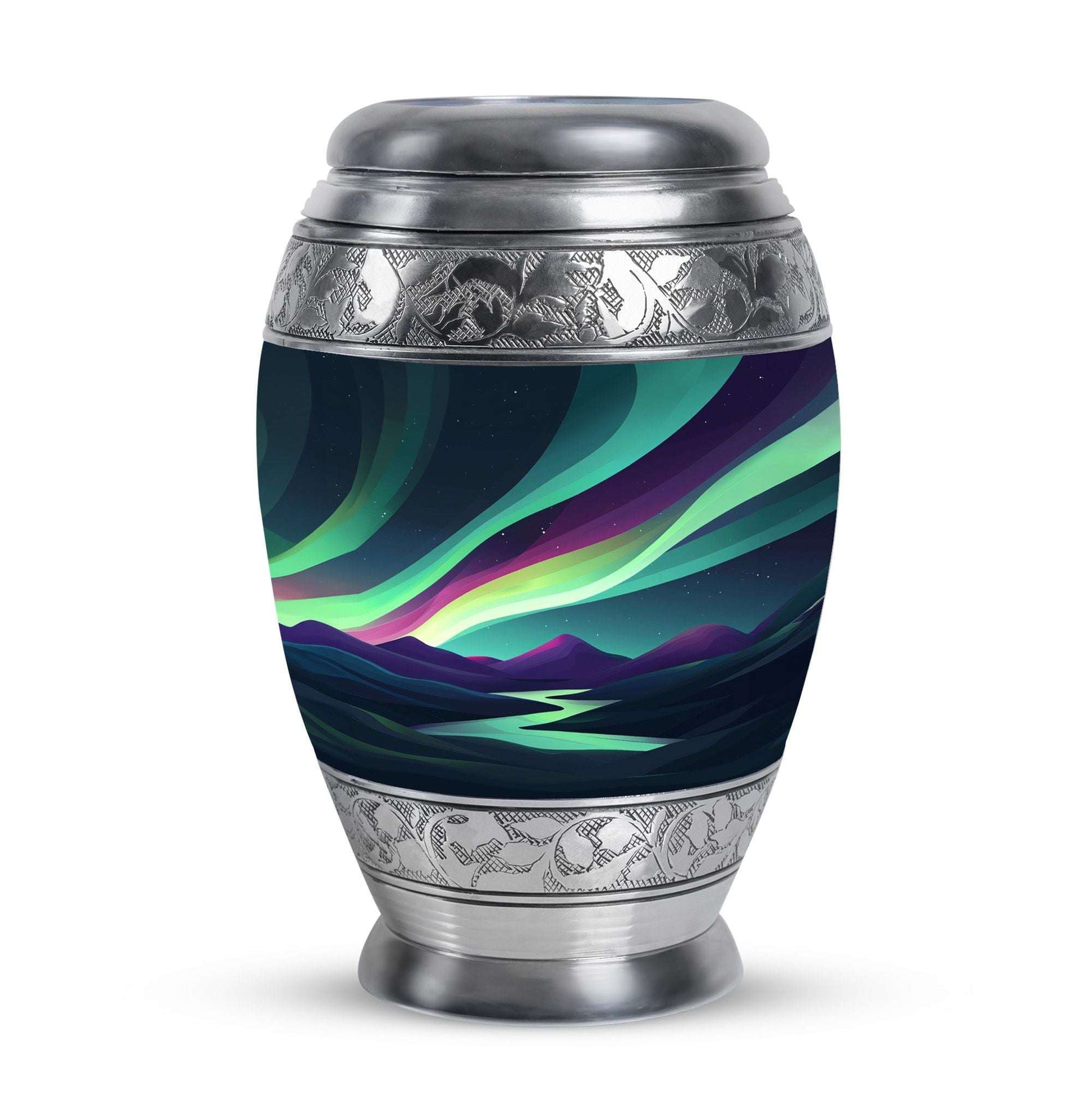 Northern Lights Funeral Urns - Large Decorative Urn For Male & Female