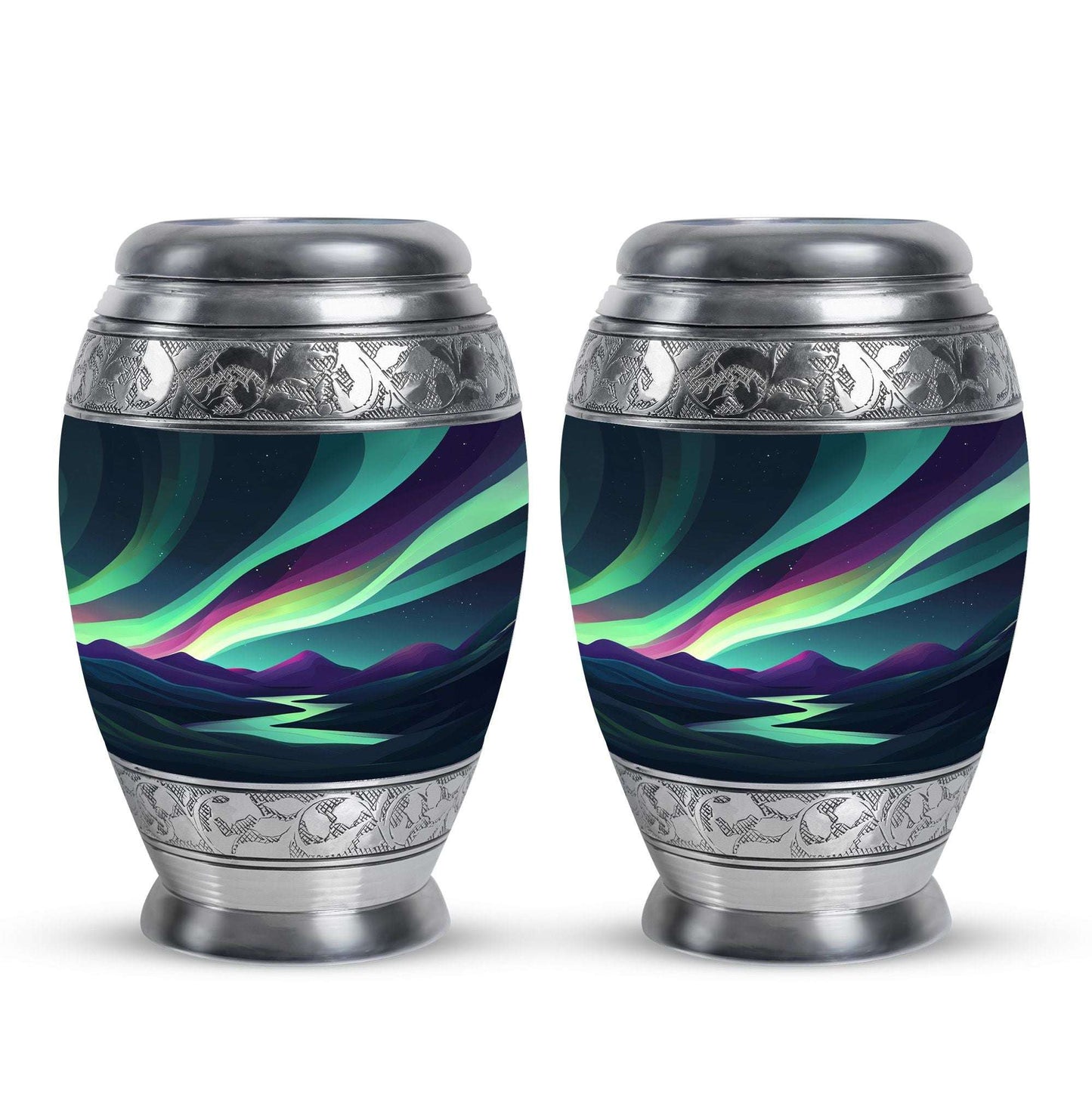 Northern Lights Funeral Urns - Large Decorative Urn For Male & Female