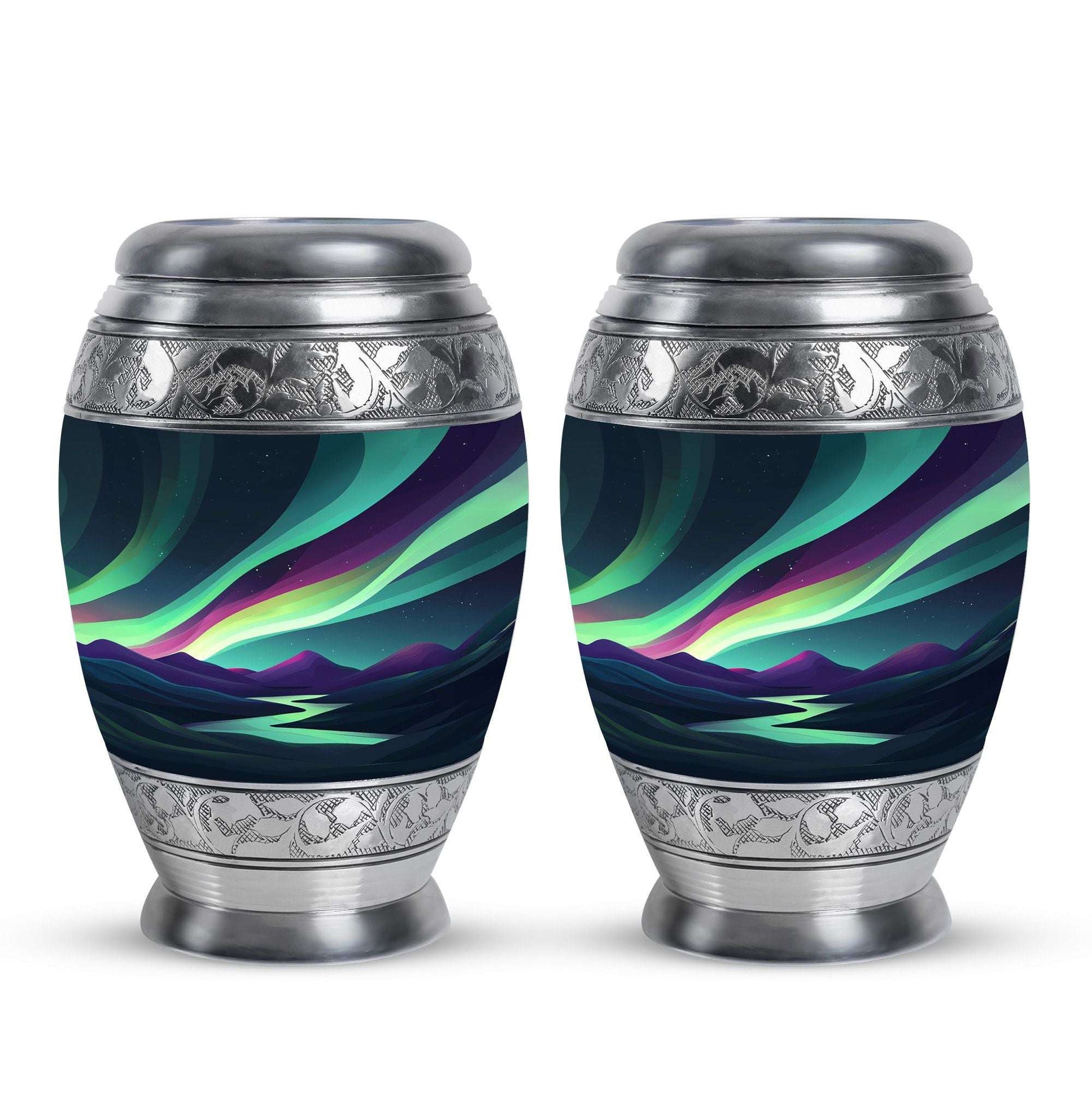 Northern Lights Funeral Urns - Large Decorative Urn For Male & Female
