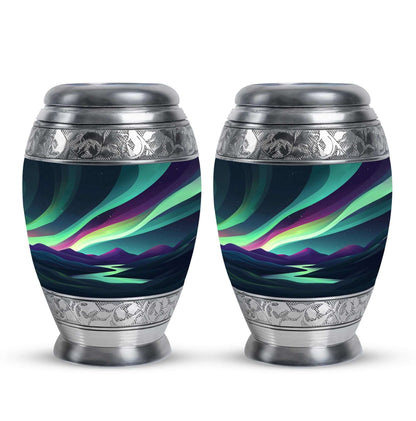 Northern Lights Funeral Urns - Large Decorative Urn For Male & Female
