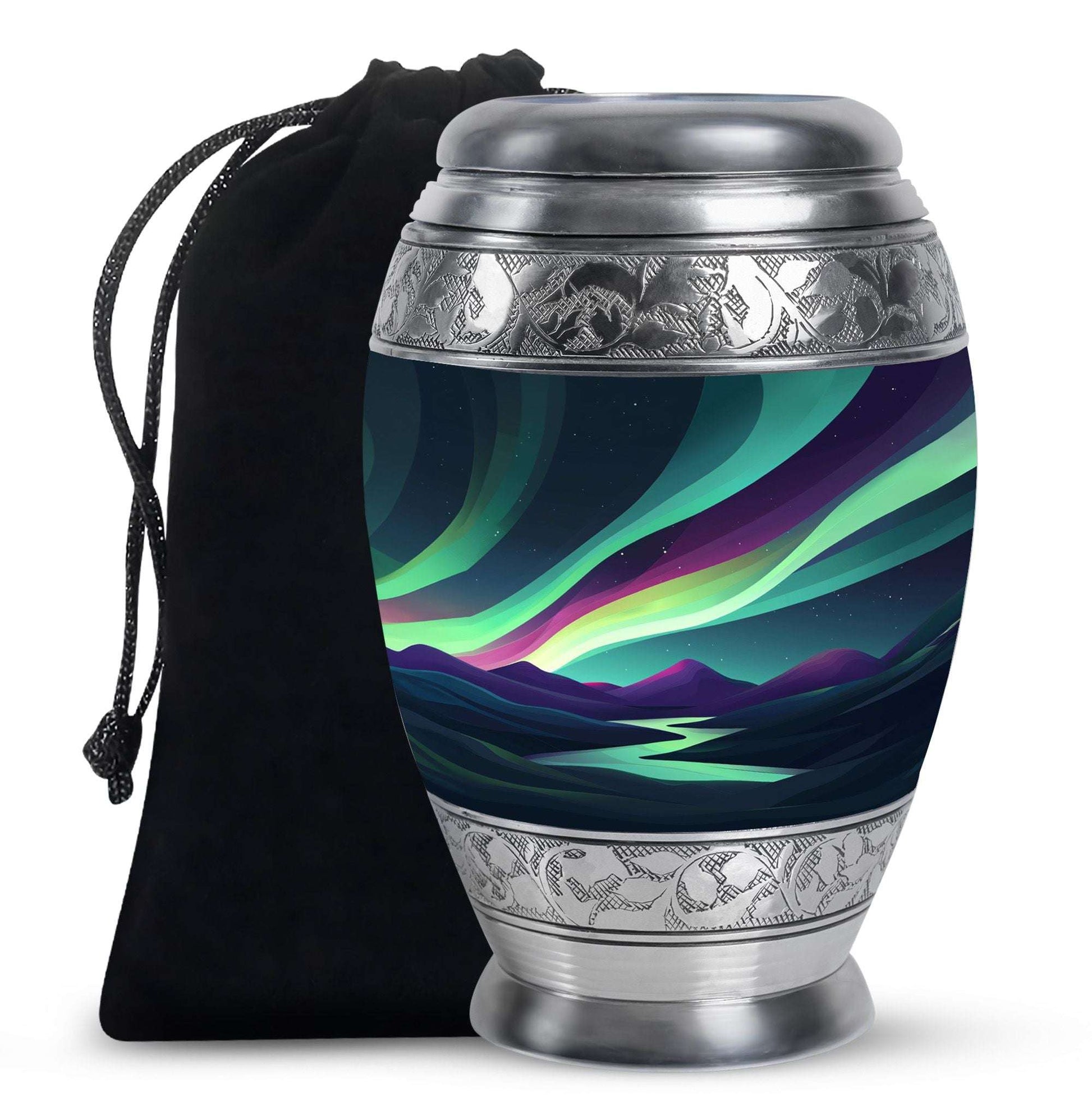 Northern Lights Funeral Urns - Large Decorative Urn For Male & Female