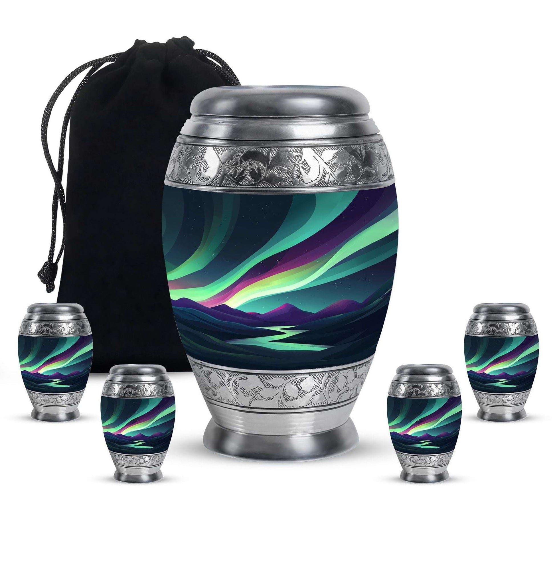 Northern Lights Funeral Urns - Large Decorative Urn For Male & Female