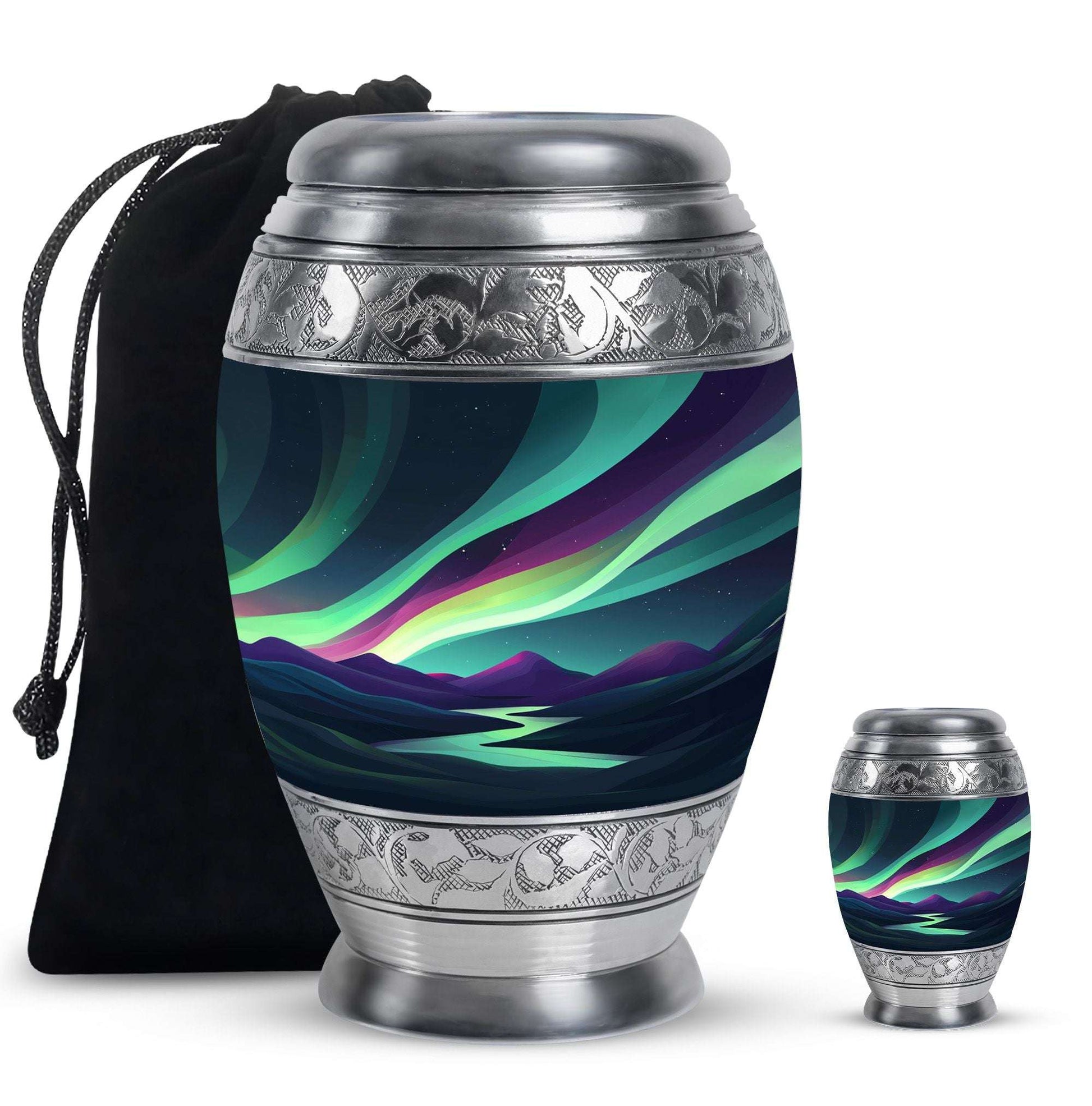 Northern Lights Funeral Urns - Large Decorative Urn For Male & Female