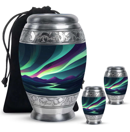 Northern Lights Funeral Urns - Large Decorative Urn For Male & Female