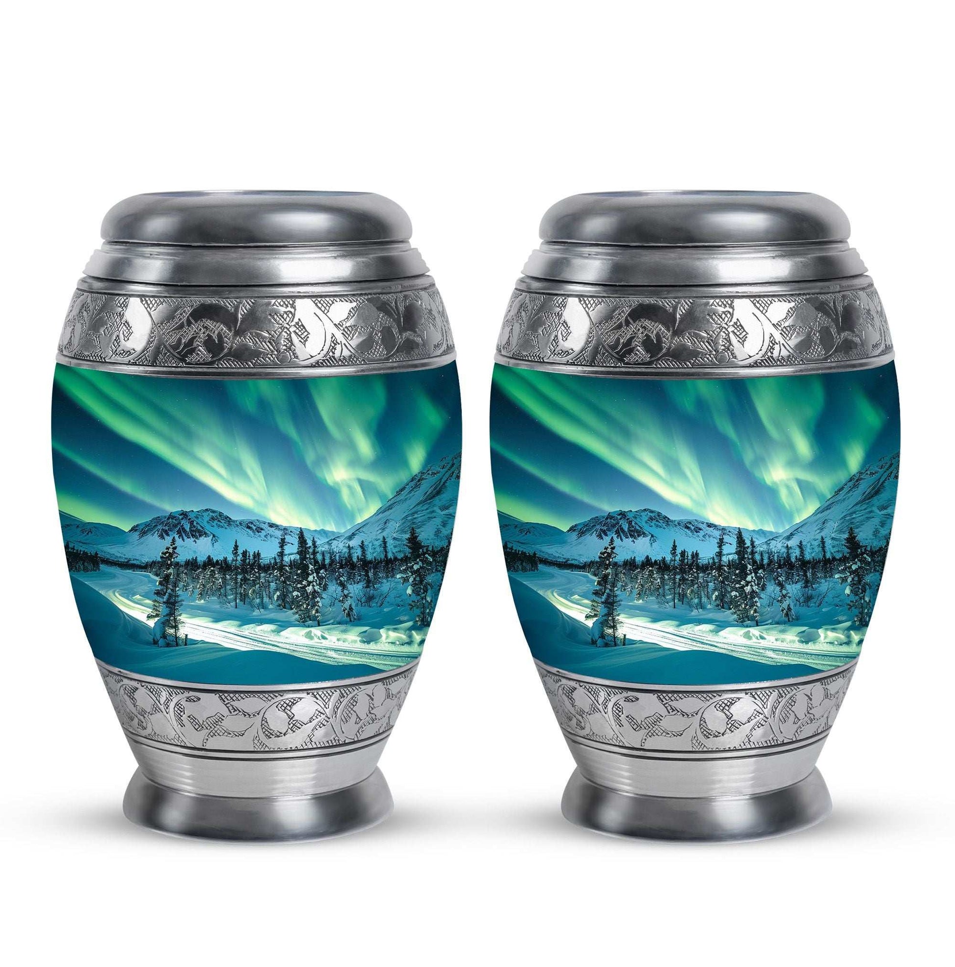 Northern Lights Large Urn For Ashes  - Cremation Urns For Man & Women
