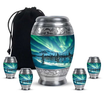 Northern Lights Large Urn For Ashes  - Cremation Urns For Man & Women