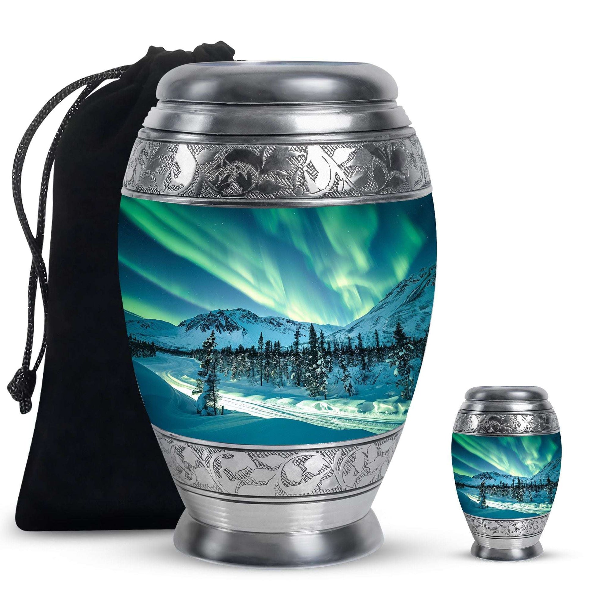 Northern Lights Large Urn For Ashes  - Cremation Urns For Man & Women