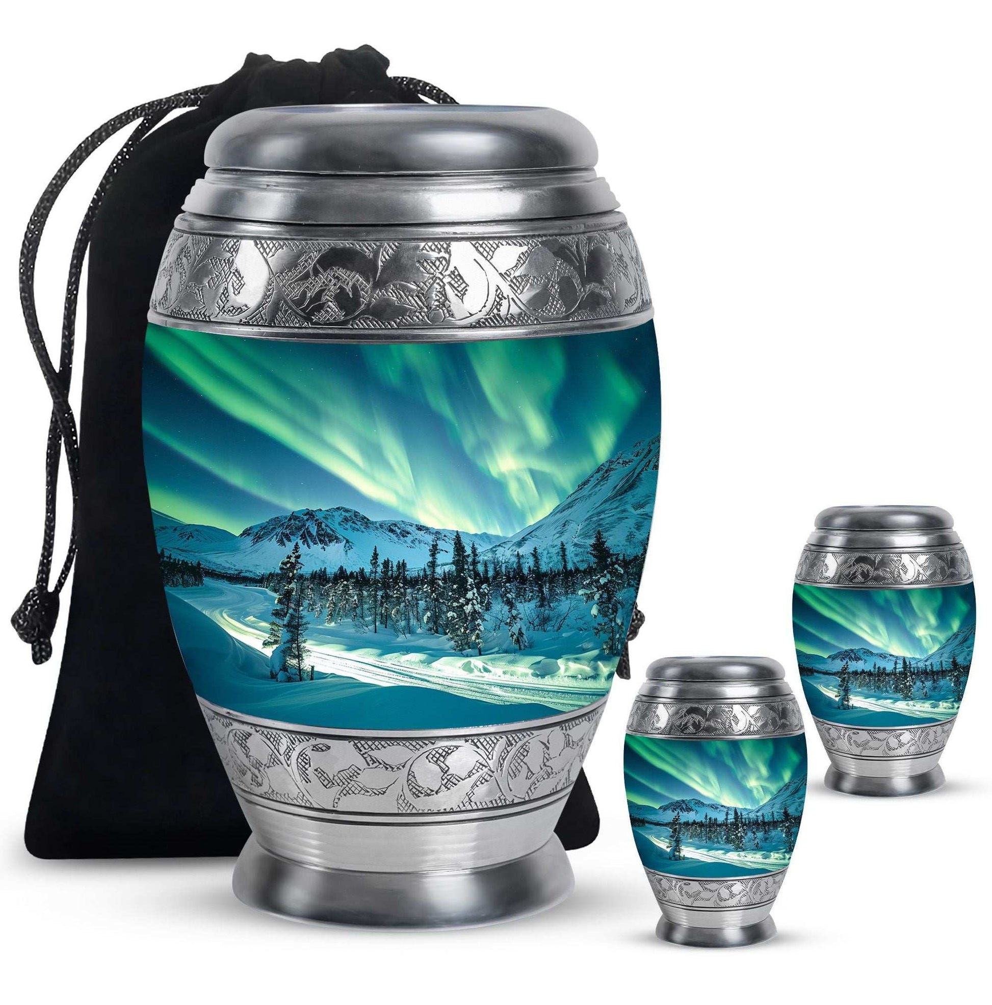 Northern Lights Large Urn For Ashes  - Cremation Urns For Man & Women