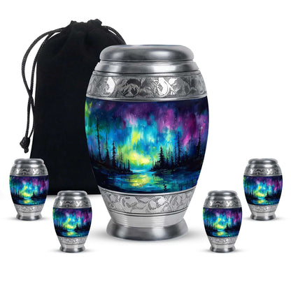 Northern Lights Cremation Urns For Human Ashes - Urn Keepsake Set