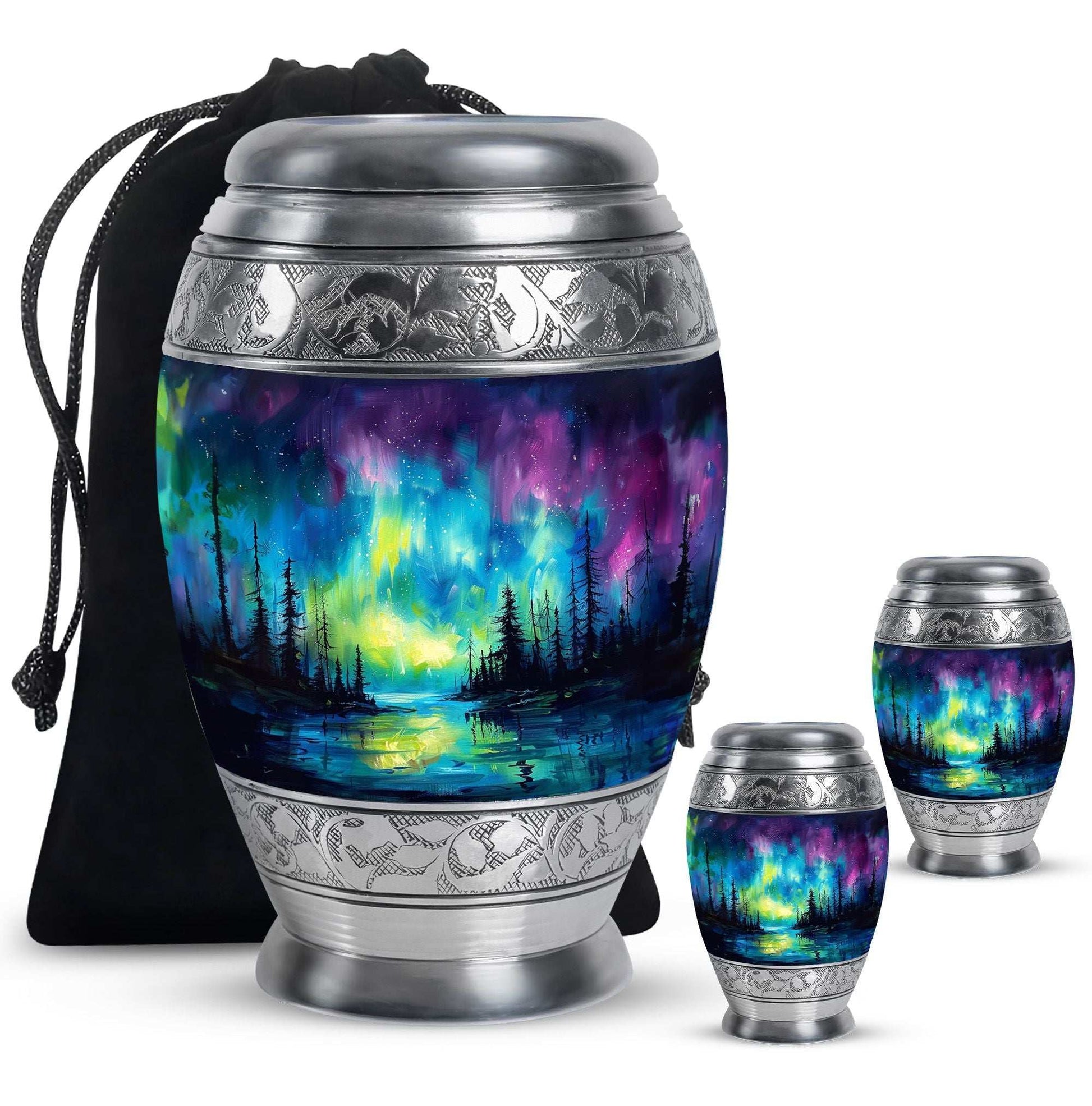 Northern Lights Cremation Urns For Human Ashes - Urn Keepsake Set