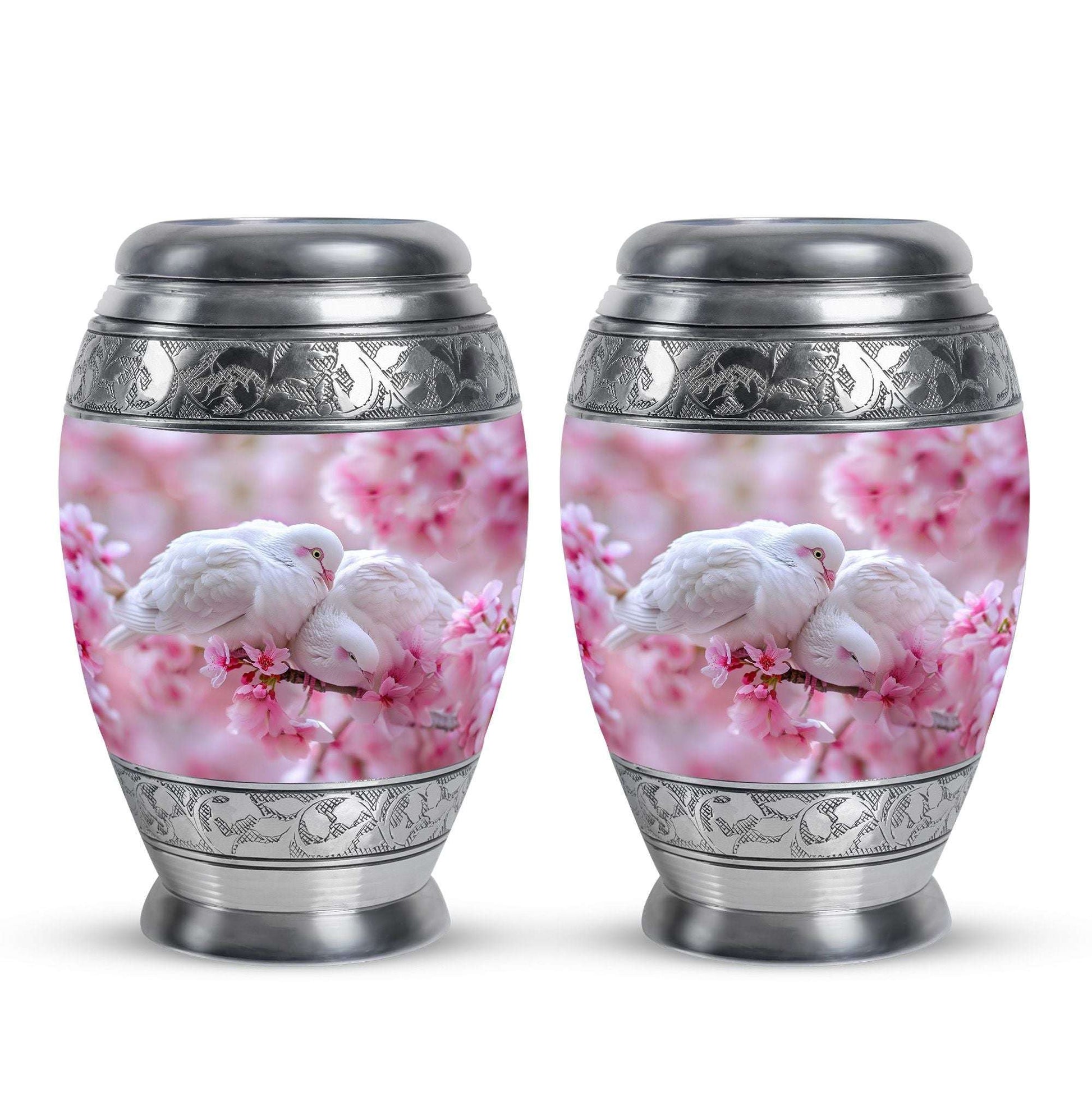 White Couple Dove Burial Urn - Cremation Urn For Loved Ones