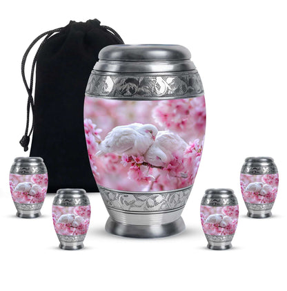 White Couple Dove Burial Urn - Cremation Urn For Loved Ones