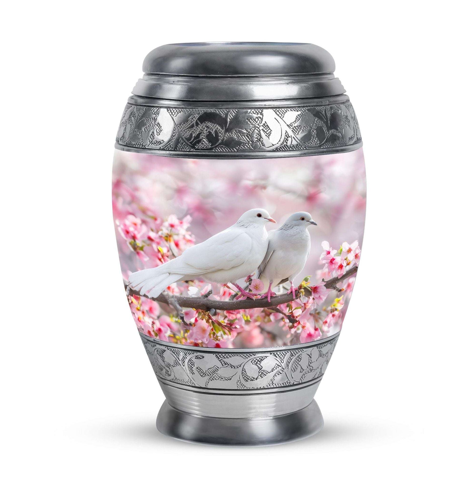 White Couple Dove Pink Urns For Loved Ones - Burial Urns For Couple