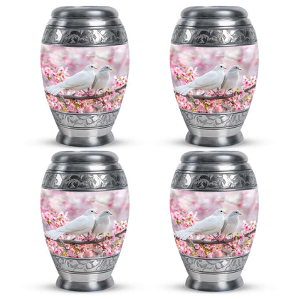 White Couple Dove Pink Urns For Loved Ones - Burial Urns For Couple