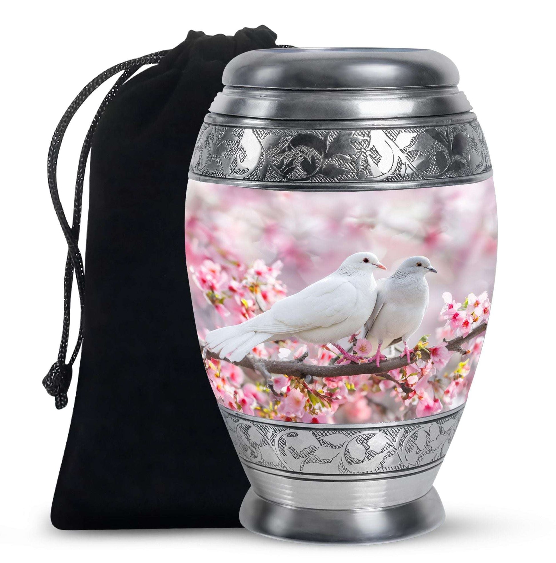 White Couple Dove Pink Urns For Loved Ones - Burial Urns For Couple