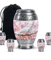 White Couple Dove Pink Urns For Loved Ones - Burial Urns For Couple