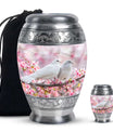 White Couple Dove Pink Urns For Loved Ones - Burial Urns For Couple