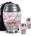 White Couple Dove Pink Urns For Loved Ones - Burial Urns For Couple