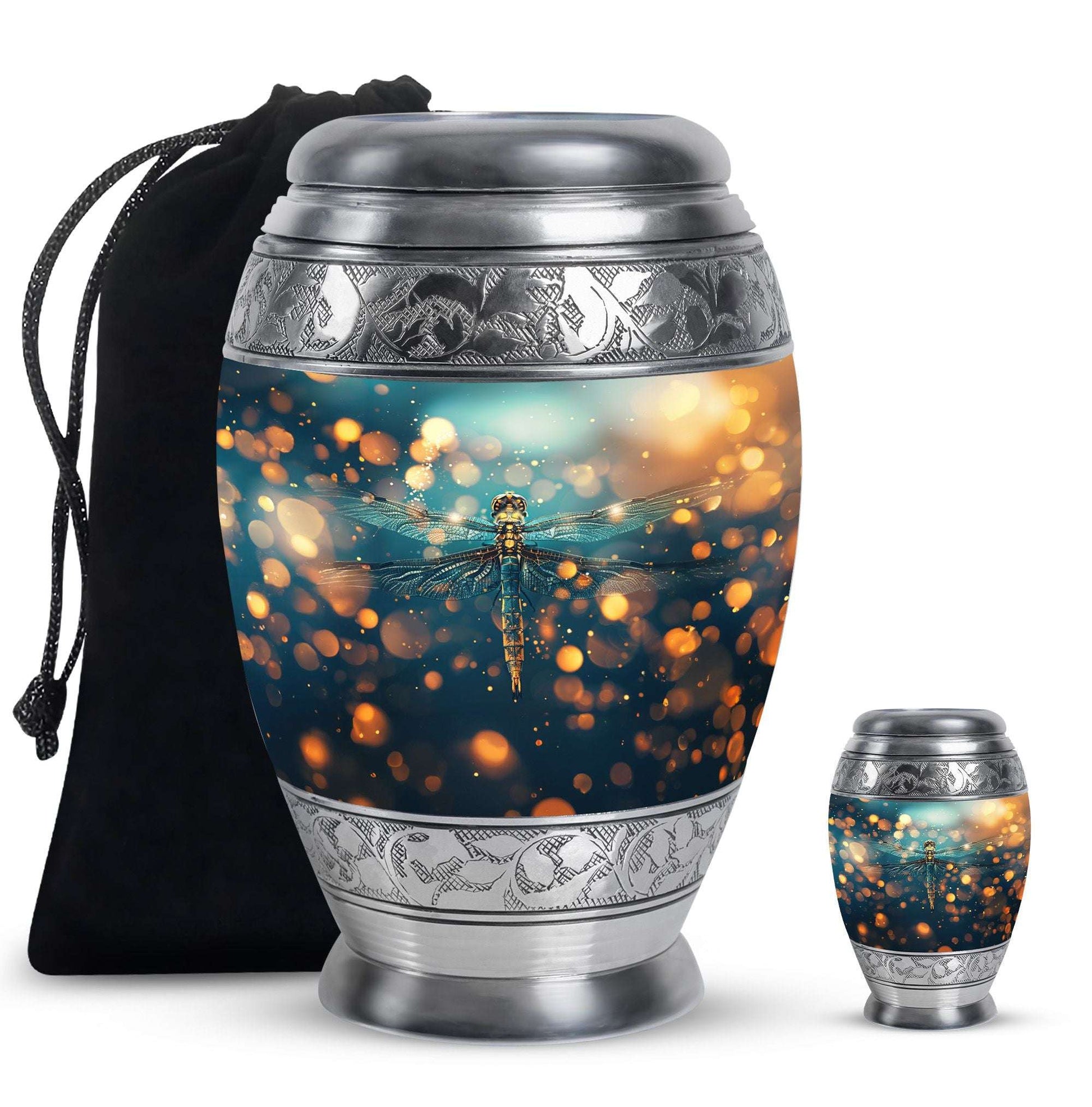 Green Dragonfly Burial Cremation Urns - Large Urn For Ashes For Women