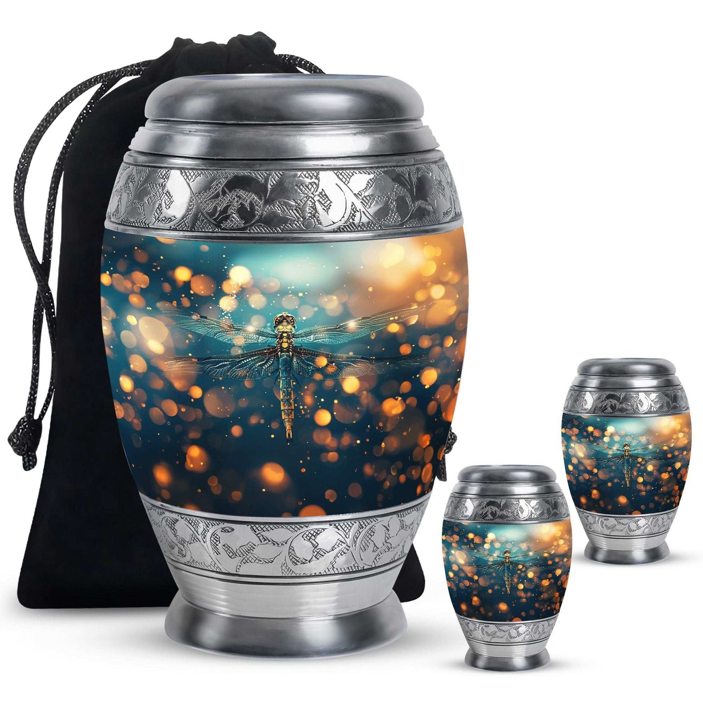 Green Dragonfly Burial Cremation Urns - Large Urn For Ashes For Women