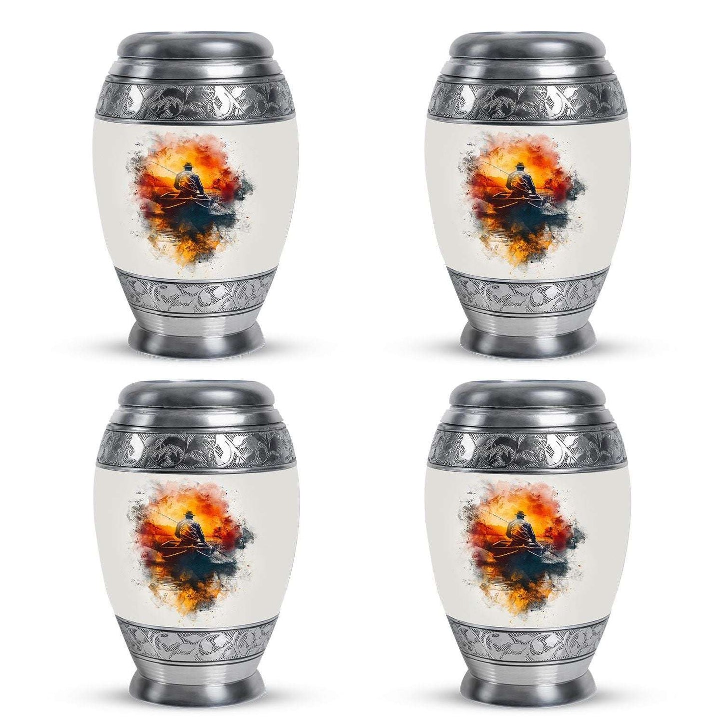 Father Fishing White Burial Urns For Ashes  - Cremation Urns Adults