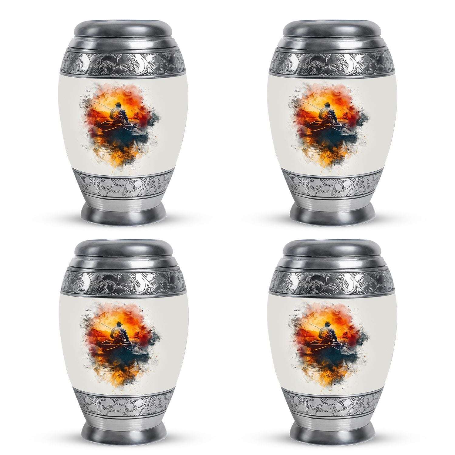 Father Fishing White Burial Urns For Ashes  - Cremation Urns Adults
