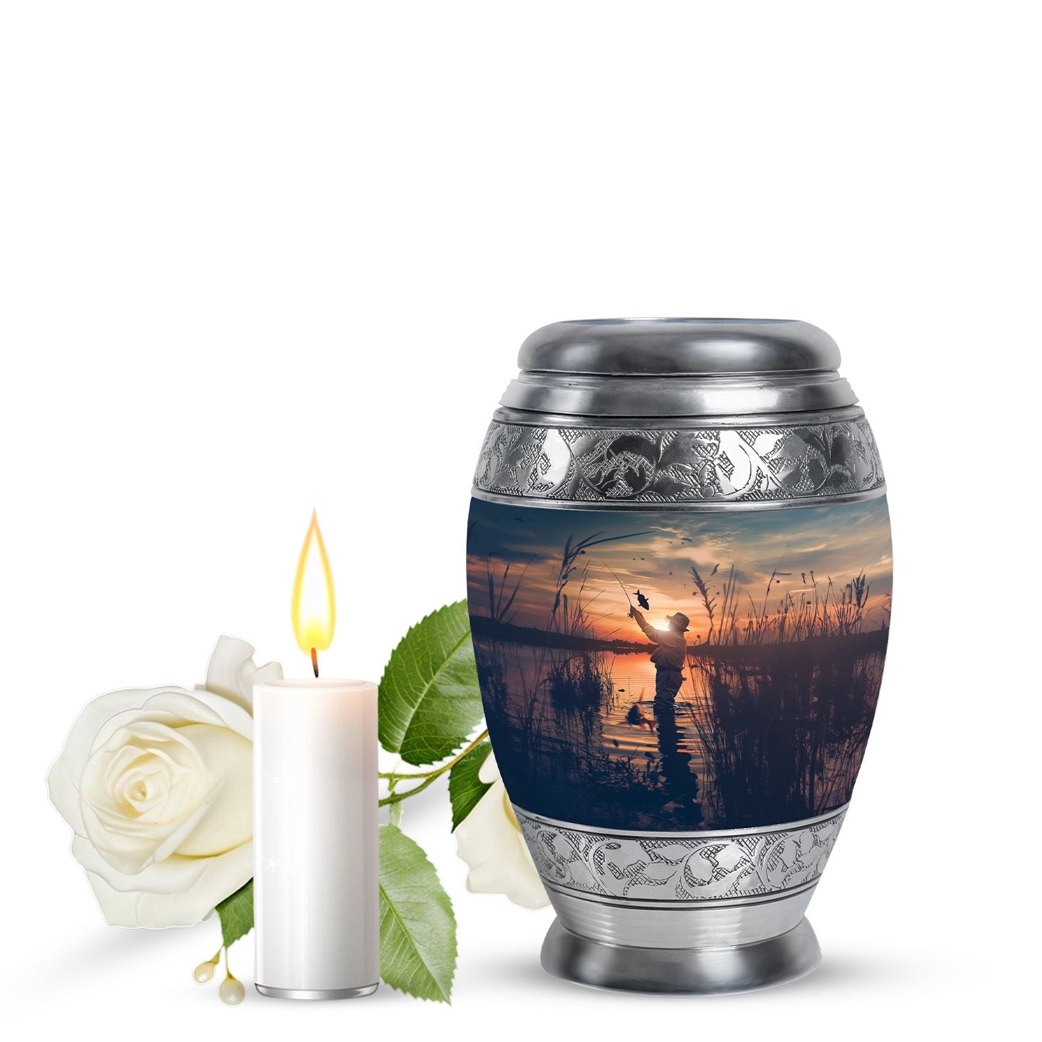 Father Fishing Funeral Urns - Urns For Human Ashes Dad