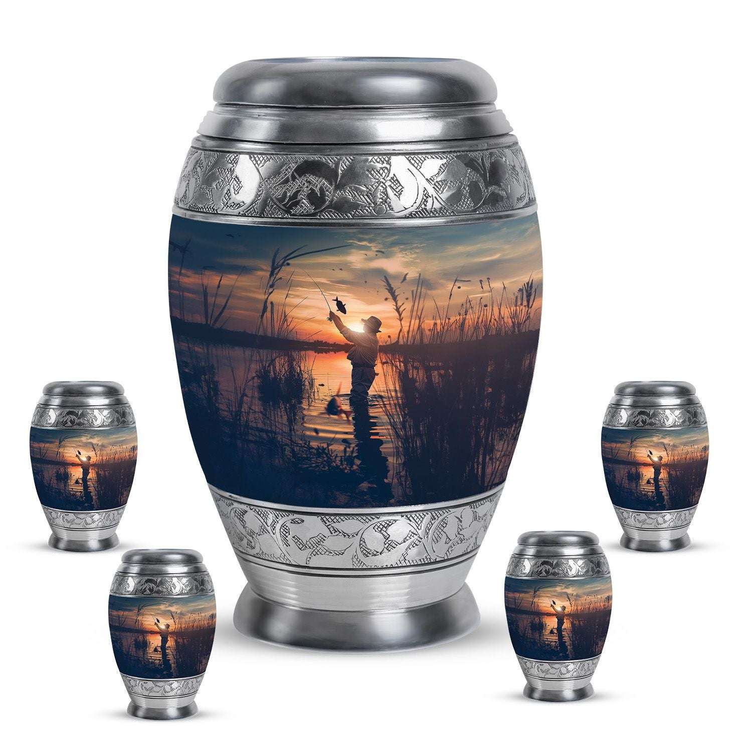 Father Fishing Funeral Urns - Urns For Human Ashes Dad
