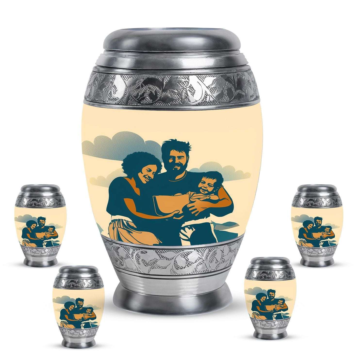 Decorative Funeral Urns For Beautiful Family - Large Cremation Urns