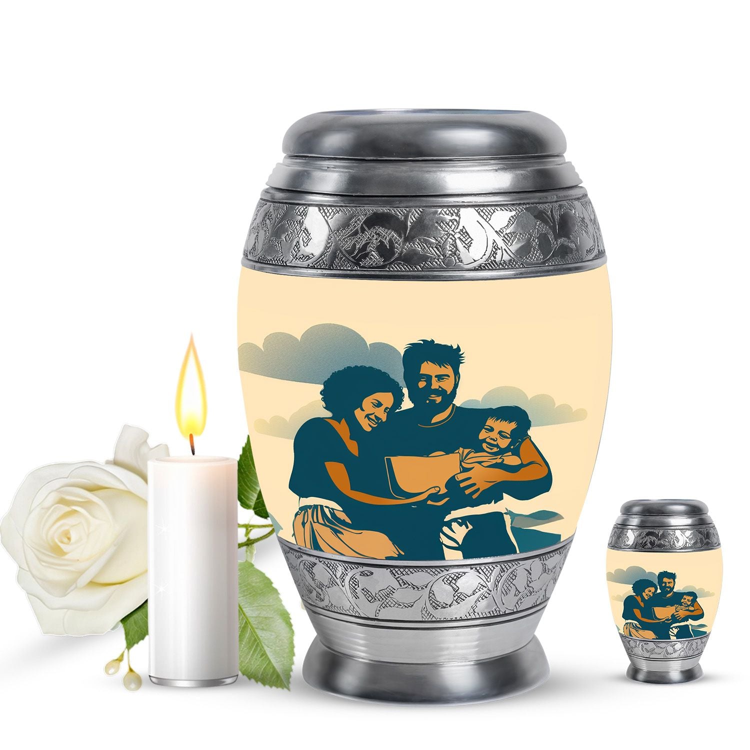 Decorative Funeral Urns For Beautiful Family - Large Cremation Urns