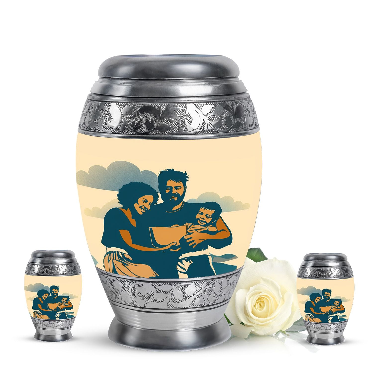 Decorative Funeral Urns For Beautiful Family - Large Cremation Urns
