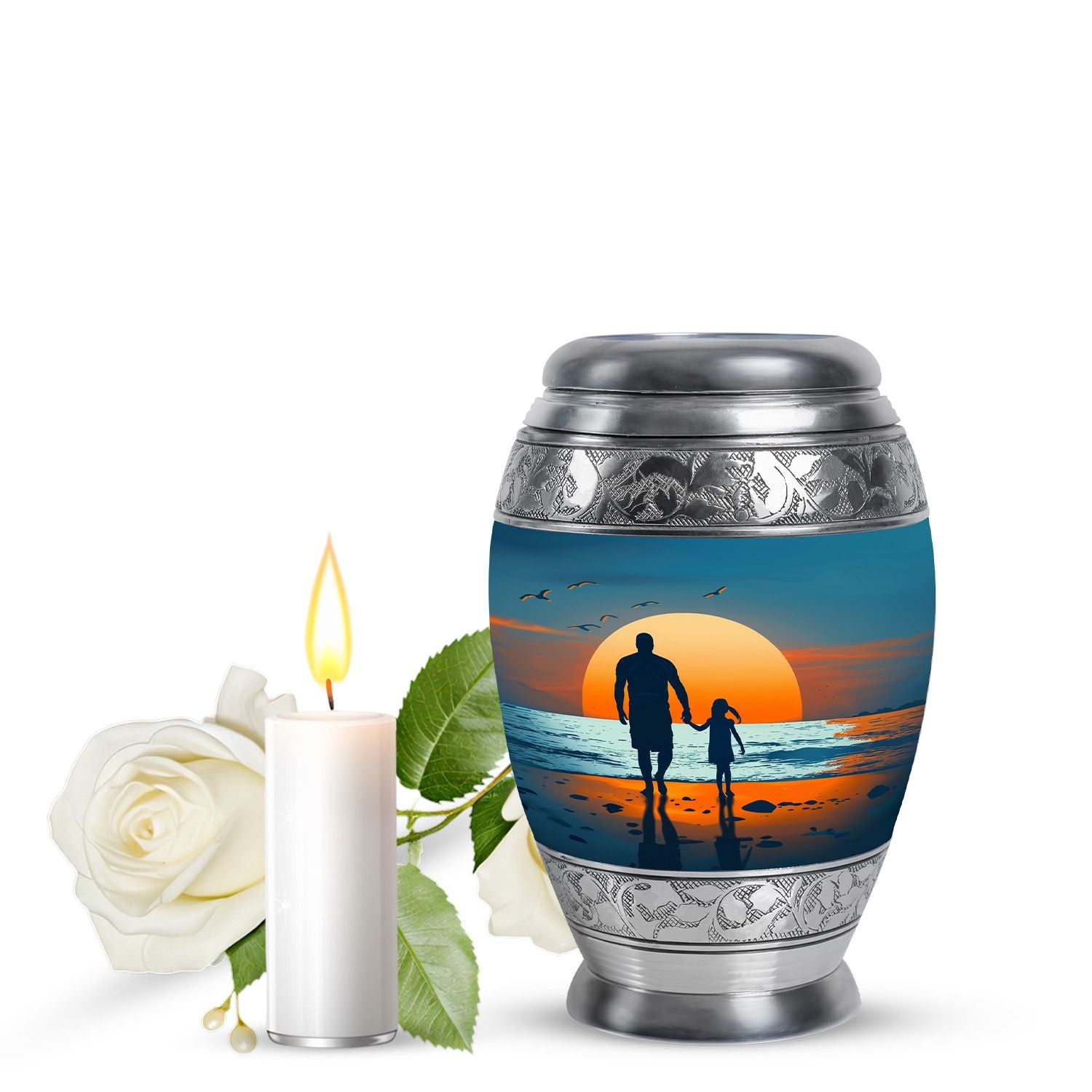 Memorial Father Daughter Urn For Burial Ashes - Cremation Urns Large