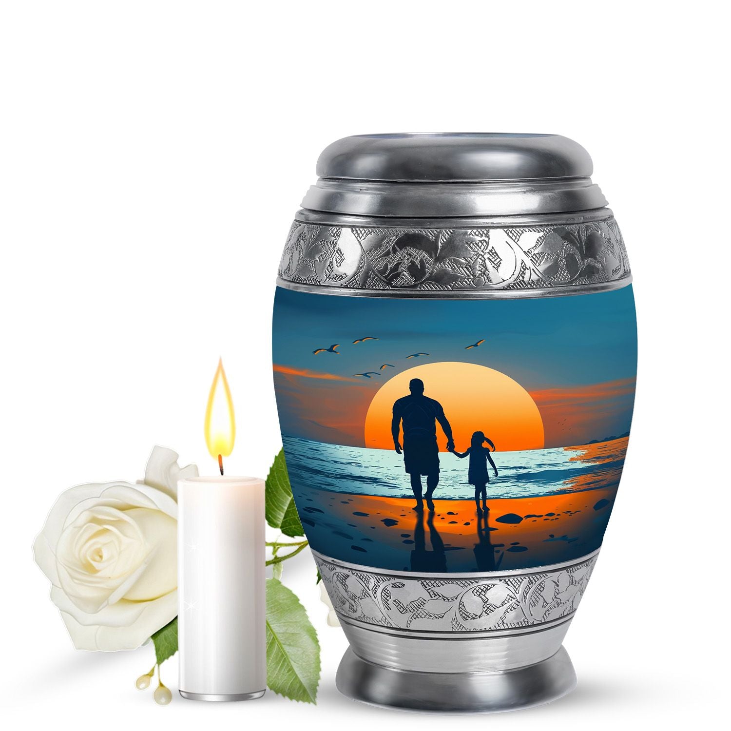 Memorial Father Daughter Urn For Burial Ashes - Cremation Urns Large