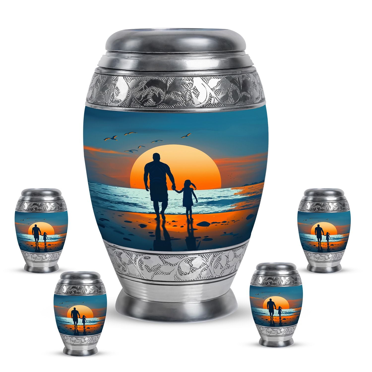 Memorial Father Daughter Urn For Burial Ashes - Cremation Urns Large