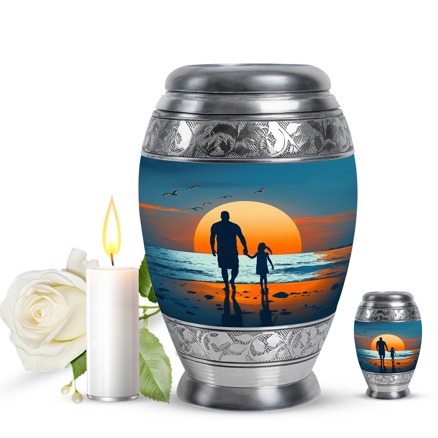 Memorial Father Daughter Urn For Burial Ashes - Cremation Urns Large