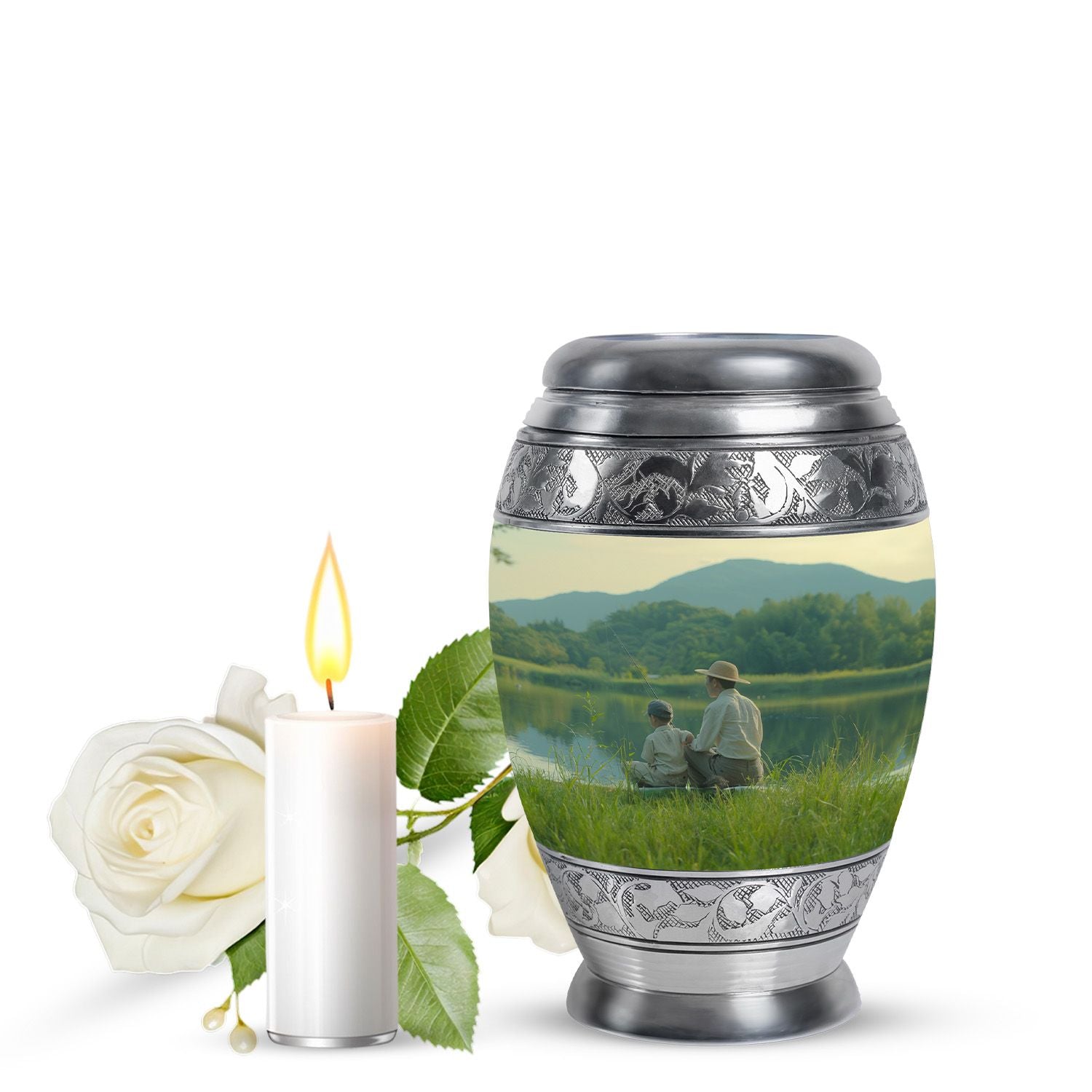 Father Son Fishing Memorial Urns - Beautiful Burial Urns For Ashes