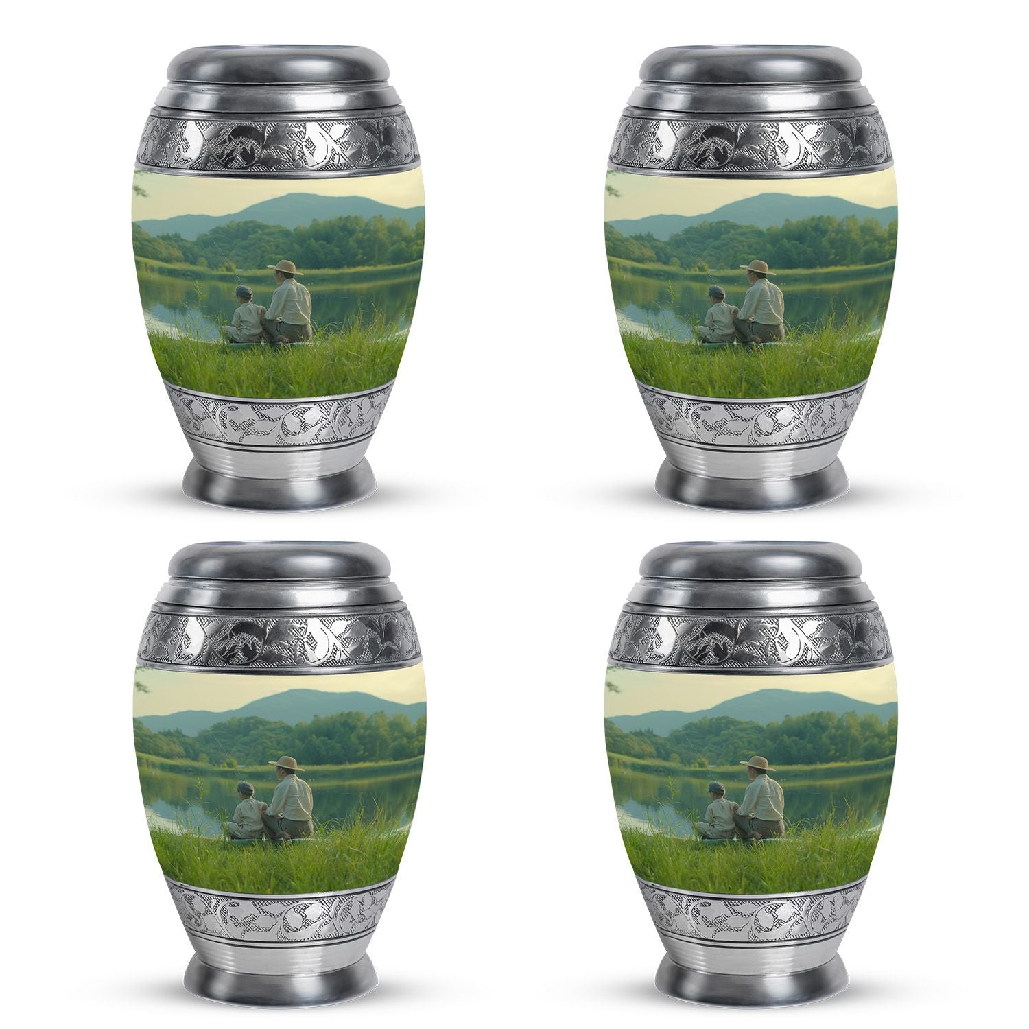 Father Son Fishing Memorial Urns - Beautiful Burial Urns For Ashes