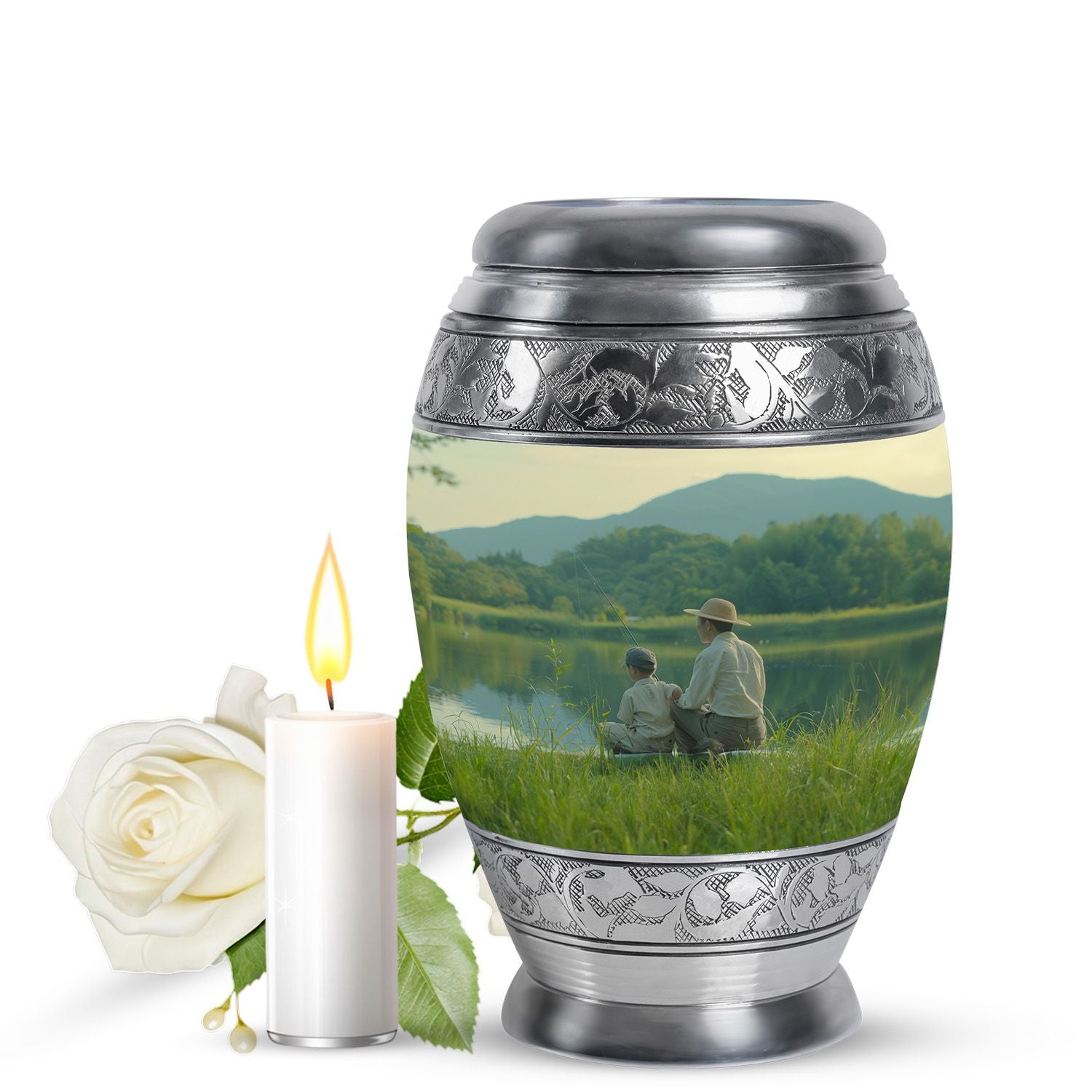 Father Son Fishing Memorial Urns - Beautiful Burial Urns For Ashes
