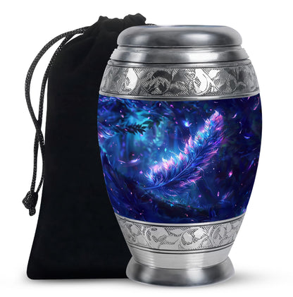 Personalized Feather Memorial Urn for Women - 10-inch, 200 cu in - Yatskia