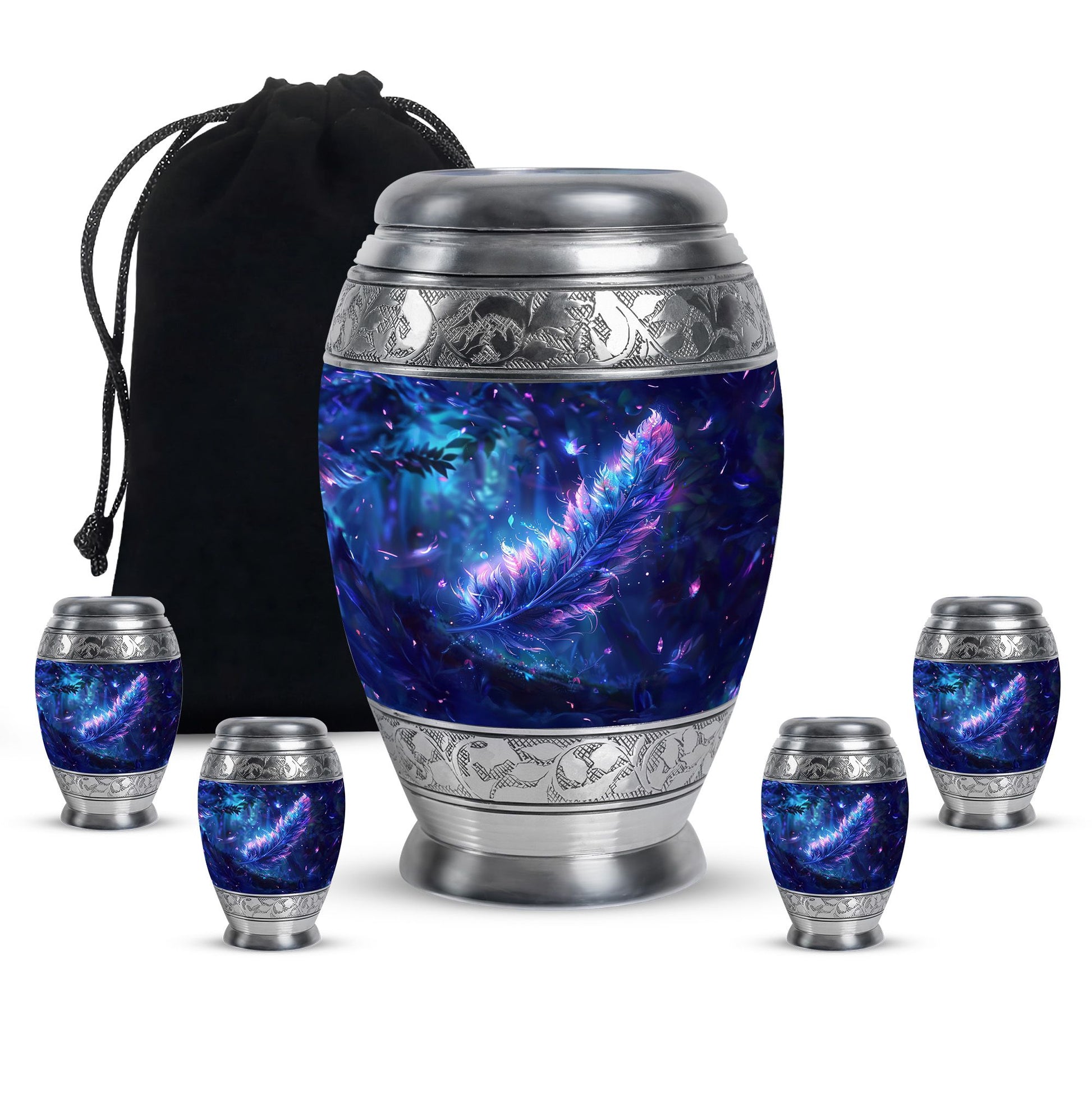 Feather Decorative Memorial Urns - Large Funeral Urn For Women