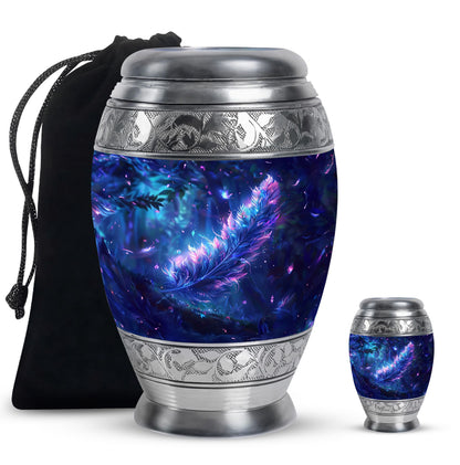 Personalized Feather Memorial Urn for Women - 10-inch, 200 cu in - Yatskia