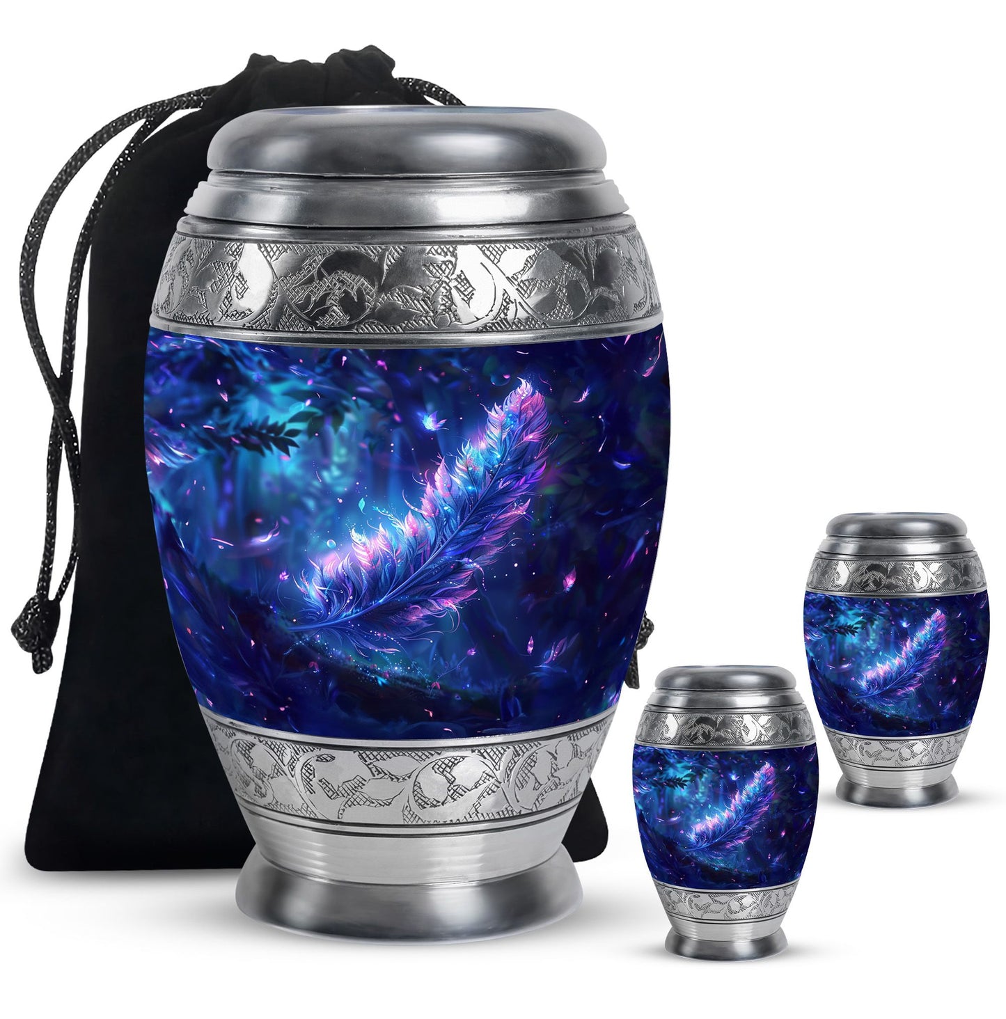 Personalized Feather Memorial Urn for Women - 10-inch, 200 cu in - Yatskia