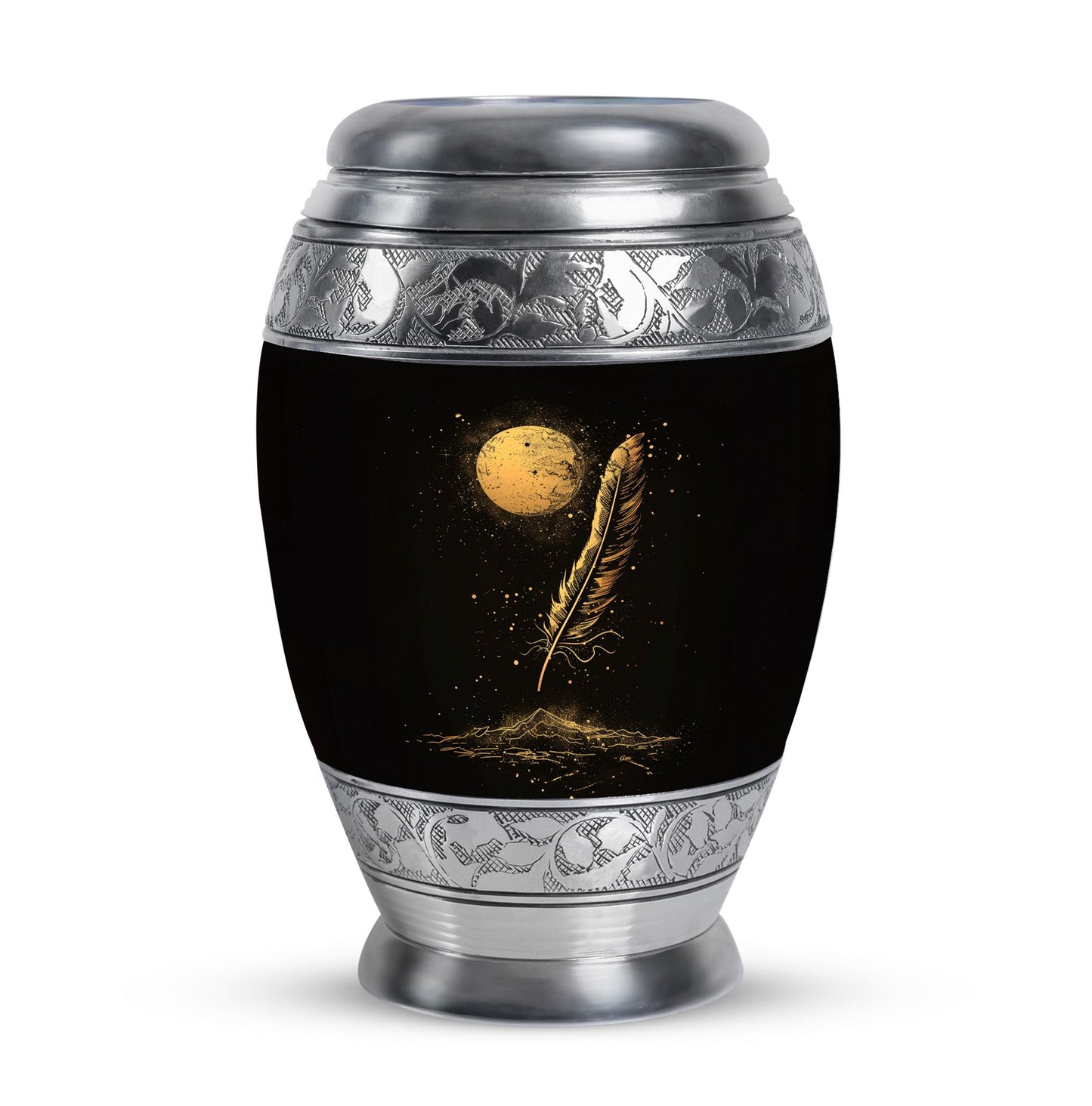 Black Personalized Galaxy Cremation Urn for Human Ashes - 10-inch, 200 cu in - Yatskia