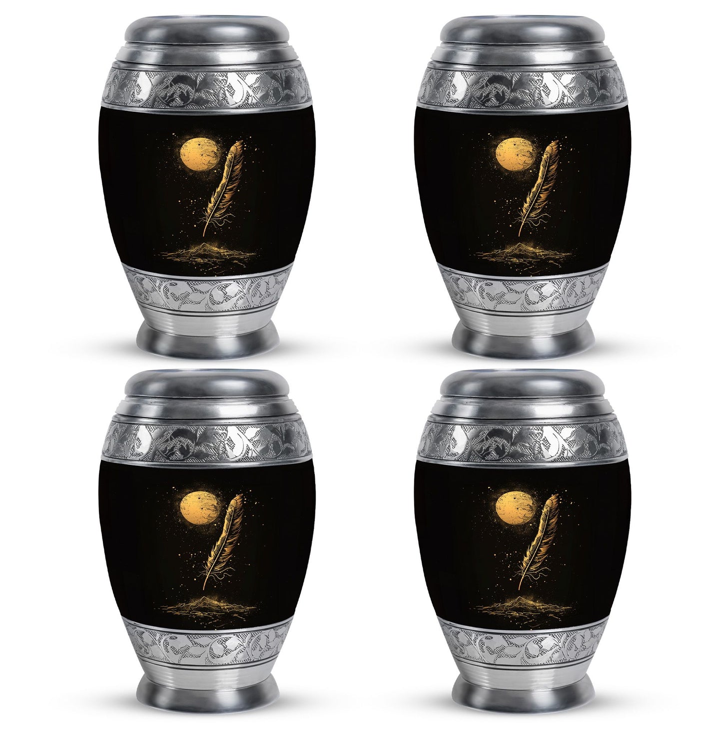 Black Personalized Galaxy Cremation Urn for Human Ashes - 10-inch, 200 cu in - Yatskia