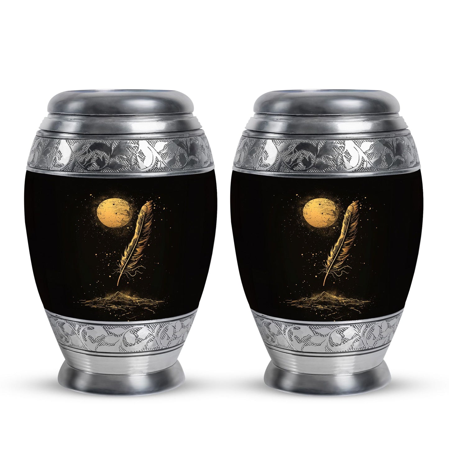 Black Personalized Galaxy Cremation Urn for Human Ashes - 10-inch, 200 cu in - Yatskia