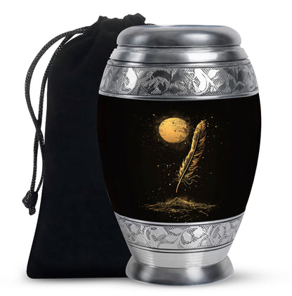 Black Personalized Galaxy Cremation Urn for Human Ashes - 10-inch, 200 cu in - Yatskia